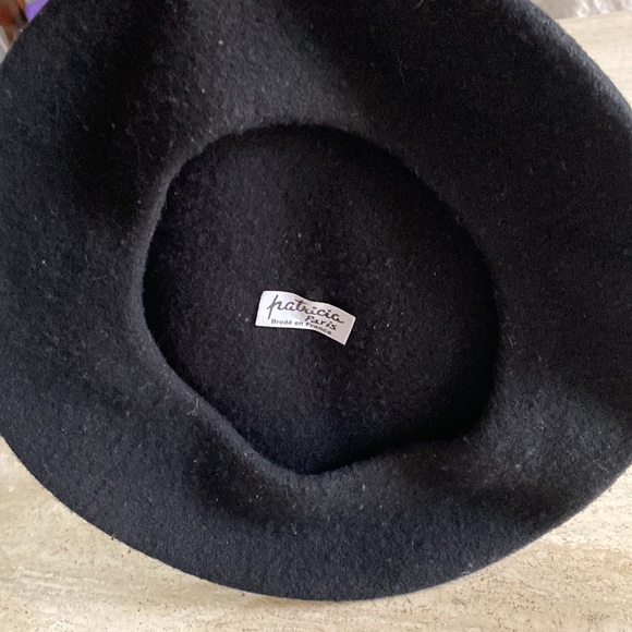 Black French beret wool PARIS Eiffel Tower France - Picture 16 of 16